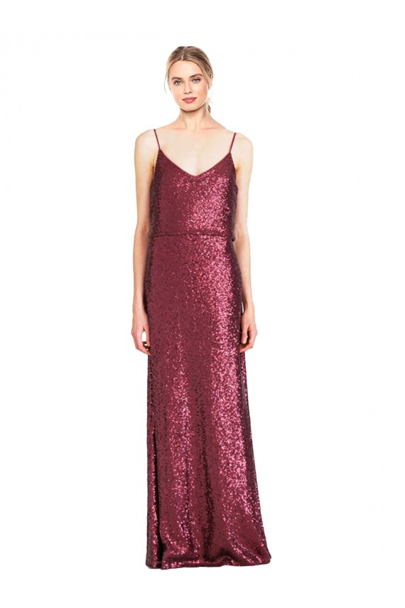 Halter Neck Sequin Sleeveless Burgundy Prom Dress Canada Website