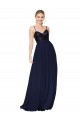 Spaghetti Straps Soft Chiffon & Sequin Sleeveless Dark Navy Prom Dress Canada Website